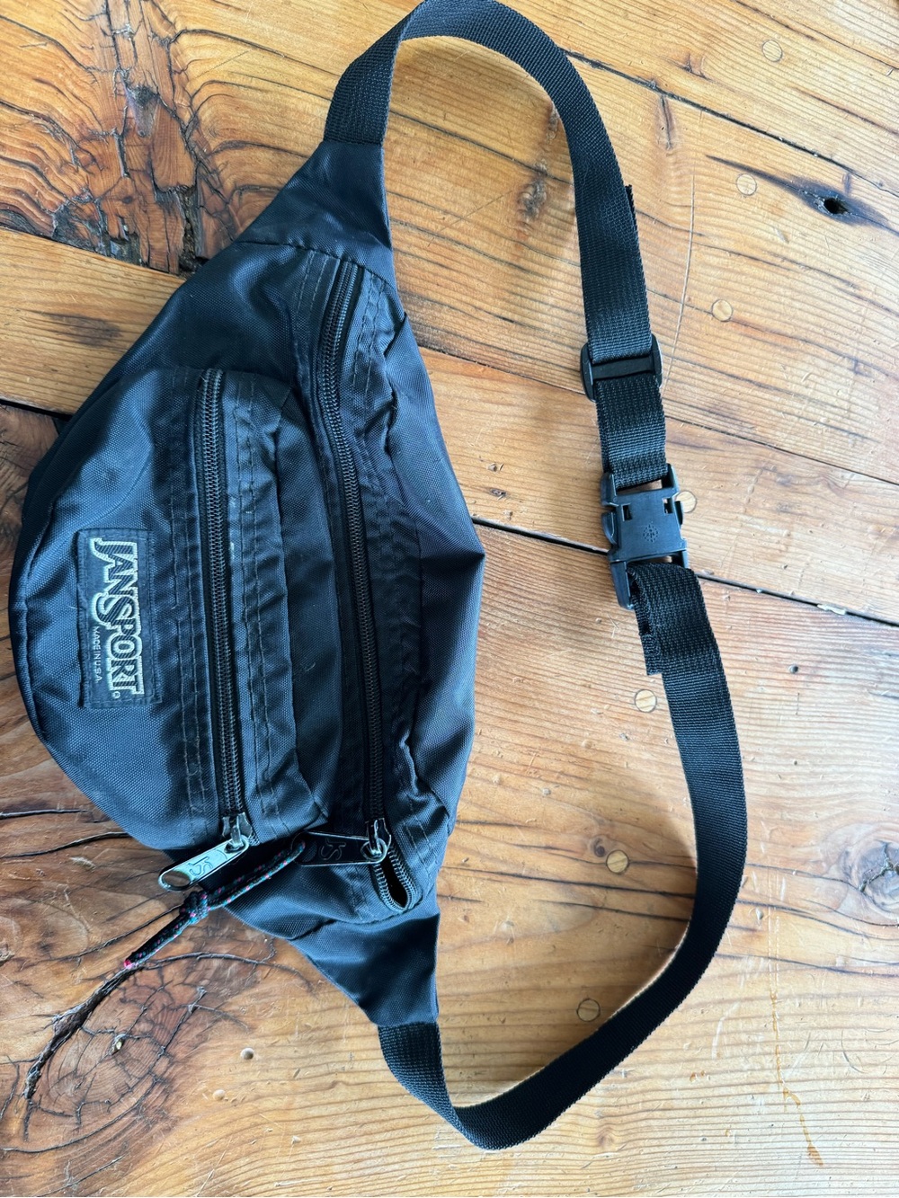 Jansport Black Nylon Waist Pack with Dual Zippers
